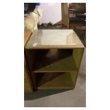 Wooden End Table with Glass Top 19x17x23in.
