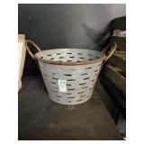 Metal olive basket 11in. Round 7in. Tall