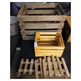 Vintage wooden fence and crate lot
