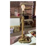 Rustic handcrafted driftwood table lamp