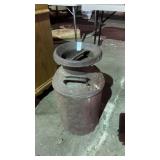 Vintage 10 gallon steel milk can with drop