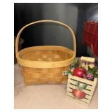 Woven handled basket and apple decor basket