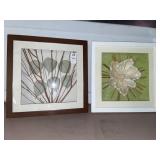 2 Shadow Box Framed Wall Decor Pieces - 13 X 13