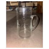 Vintage glass floral etched pitcher