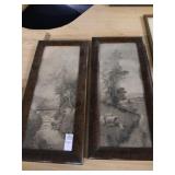 Pair of antique landscape prints each 9-1/2" x