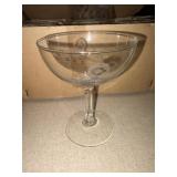 vintage etched crystal champagne coupe glasses