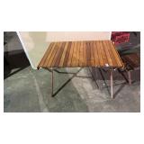 Vintage wood flat roll top MCM folding table