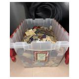 Storage tote full of vintage advertising