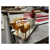 Plastic Christmas Santa & rain deer vintage