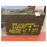 Vintage green metal military ammo can box