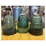 3 glass insulators (B)