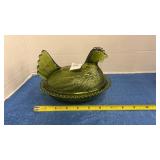 Vintage Indiana Glass Green "Hen on a Nest"