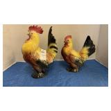 Vintage ceramic rooster & hen figurines