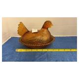 Vintage Indiana Glass Amber "Hen on a Nest"