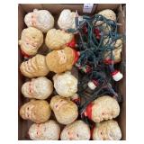 Flat of vintage plastic Santa face light strands