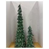 Pair of glittery mesh Christmas trees