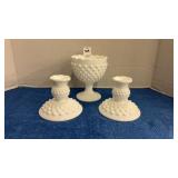 3 Fenton hobnail milkglass