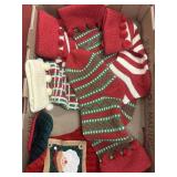 Flat of knitted and other Christmas stockings