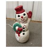 Vintage Dapol snowman with wreath blow mold 1ft