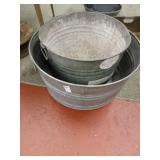 Pair of galvanized wash tubs