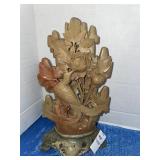 Vintage Carved Soapstone Bird and Foliage
