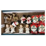 Flat of vintage angel, reindeer, snowman