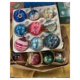 2 boxes of vintage Christmas ornaments- Shiny