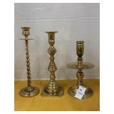 Vintage brass Baldwin candle holders (3)