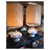 Pair of MCM geometric ceramic base table lamps