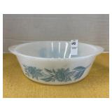 Vintage Glassbake teal thistle casserole dish