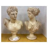 Set of Hermes and Artemis bust statues