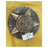 Cast metal WWI grave marker or flag folder
