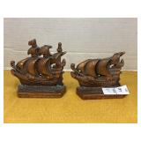 Set of cast iron ship bookends