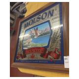 Molson wooden framed mirror 21 in by 19 in