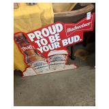 Budweiser metal sign Approx 28 in by 28 in