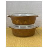 Set of 2 Pyrex early American lidded casserole
