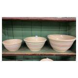 3 McCoy ? Pottery Stoneware Oven Ware mixing bowls
