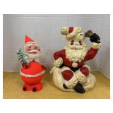 Lot of 2 vintage foam santa figurines