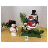 Lot of 2 vintage plastic snowman tabletop decor