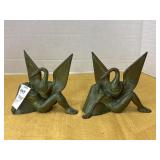 Cast metal leda and swan greek mythology bookends