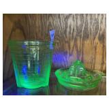 2 Vintage Green Uranium Depression Glass