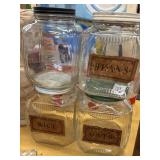 Set of 4 vintage glass canisters