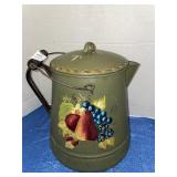 Vintage hand-painted / signed toleware large