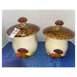 2 VINTAGE McCOY? USA  MUSHROOM CANISTER lidded