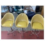 3 retro vintage swivel/ padded bar stools ** torn