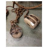 Antique block and tackle and Hudson barn rope