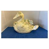 Vintage ivory ceramic swan figurine