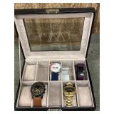 Watch case with assorted watches