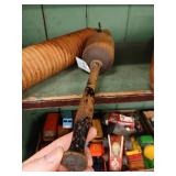 Vintage wooden masher and spiral cut rolling pin