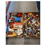 2 tray lots of legos and mega blocks